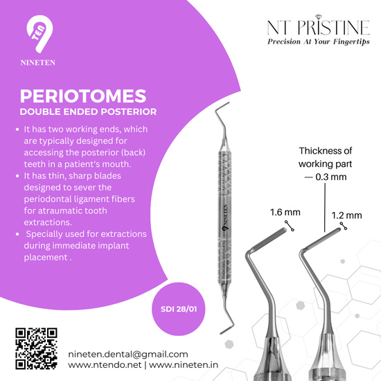 NT Periotomes Double Ended Posterior SDI 28/01 dental instrument with ultra thin tips for atraumatic posterior tooth extraction