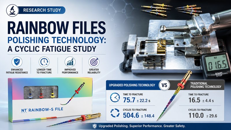 Research study on NT Rainbow S files comparing upgraded and traditional polishing technology for cyclic fatigue resistance